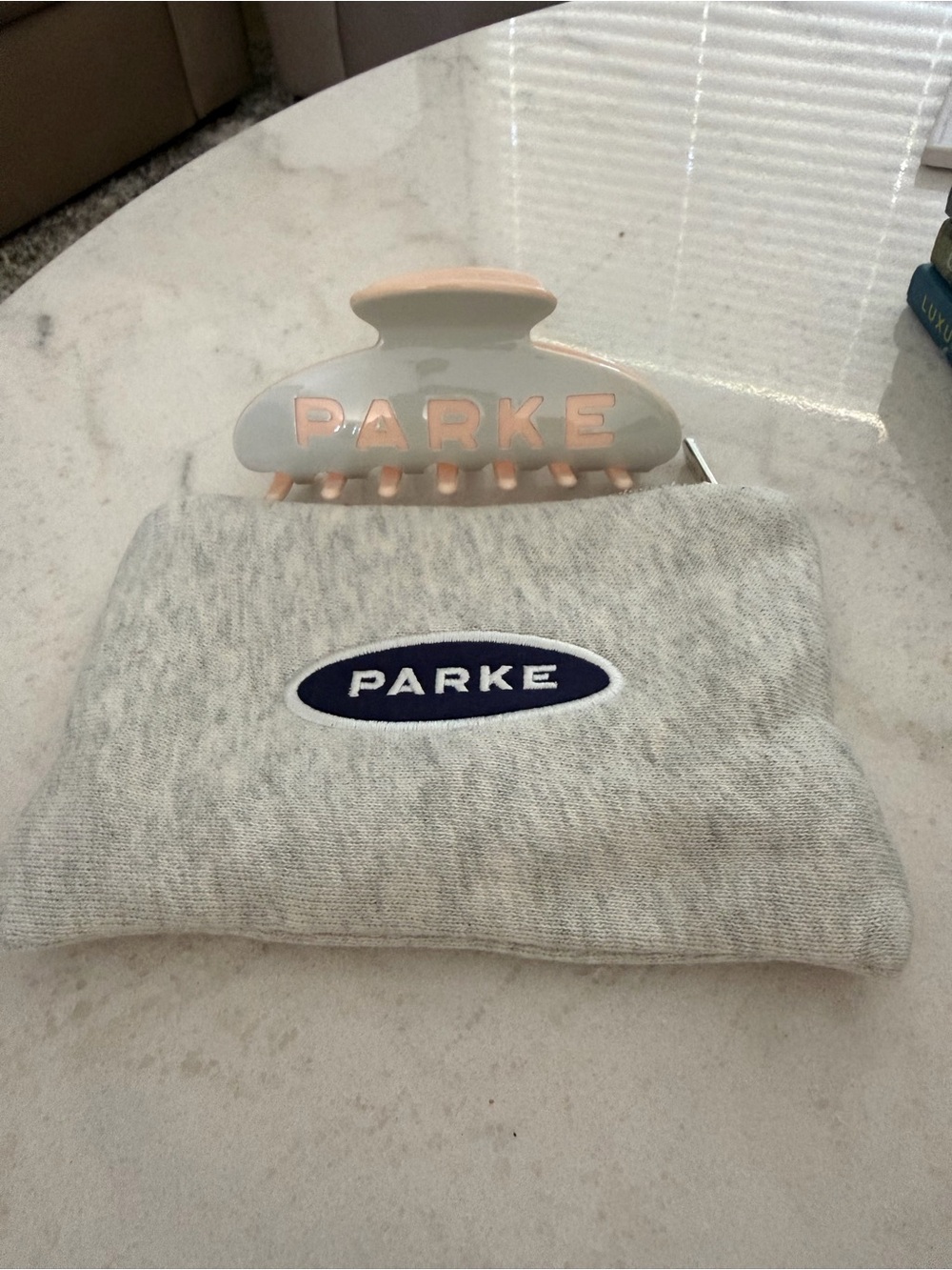 Parker Pastel Blue Hair Claw with Pink Accents